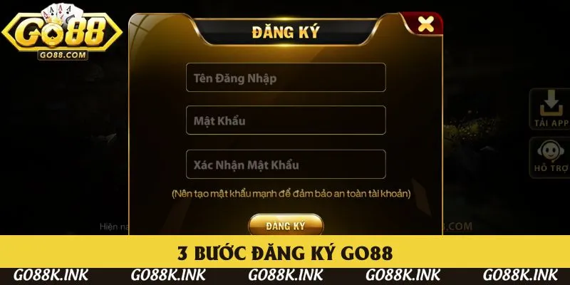 3 bước đăng ký Go88