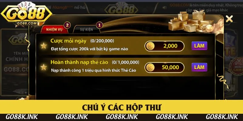 Chú ý các hộp thư