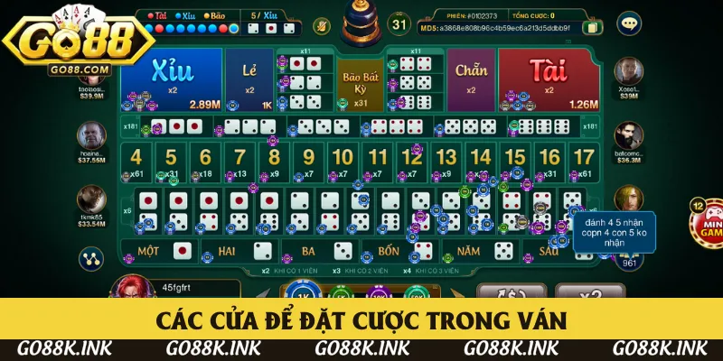 Cửa được chọn theo luật chơi Tài Xỉu Go88